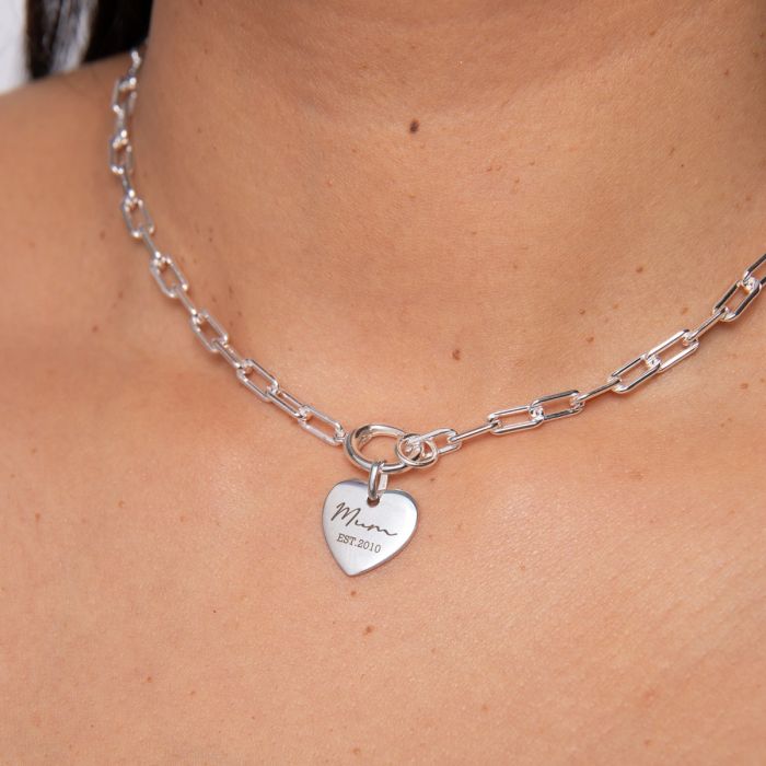 Gecko Jewellery Recycled Sterling Silver Heart Tag Pendant for Engraving