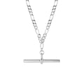 Gecko Jewellery T-Bar Figaro Link Chain Necklace in Sterling Silver