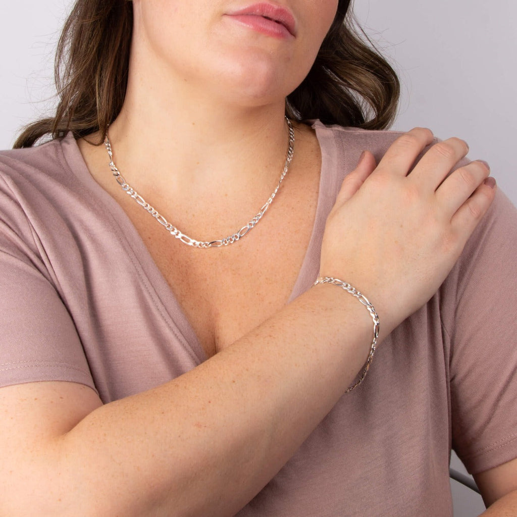 Gecko Jewellery Heavyweight Figaro Chain Bracelet in Sterling Silver
