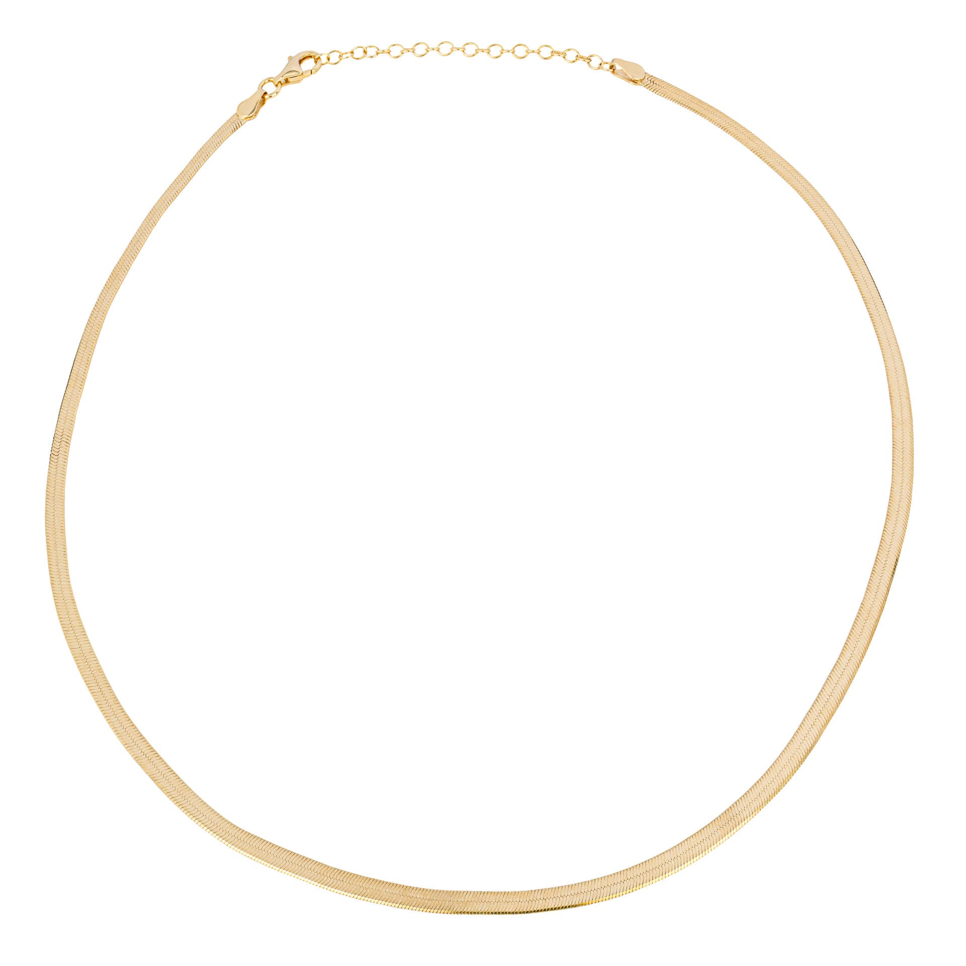 Gecko Jewellery Sterling Silver Flat Herringbone Chain Necklace – 40-46cm