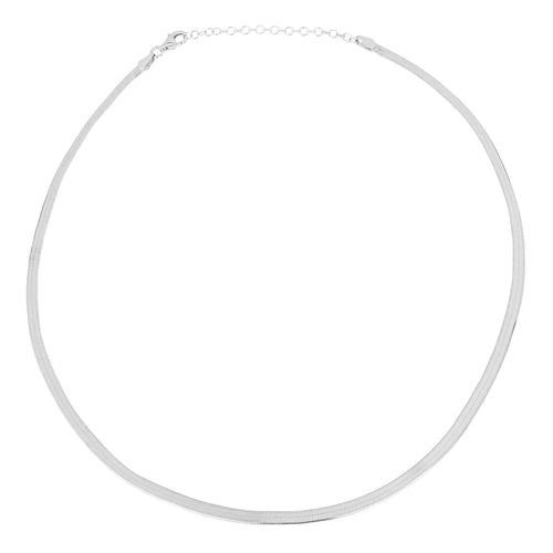 Gecko Jewellery Sterling Silver Flat Herringbone Chain Necklace – 40-46cm