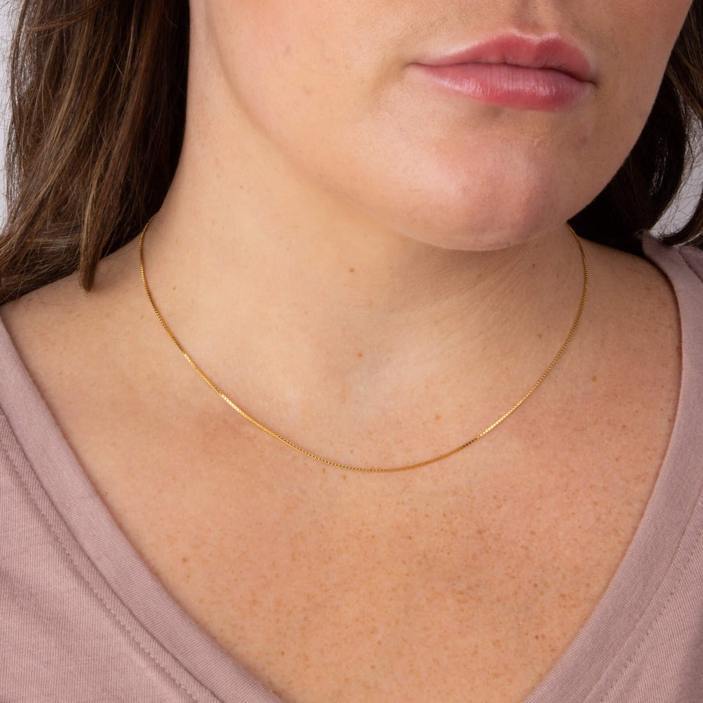 Gecko Jewellery Sterling Silver Box Chain Necklace with Extender