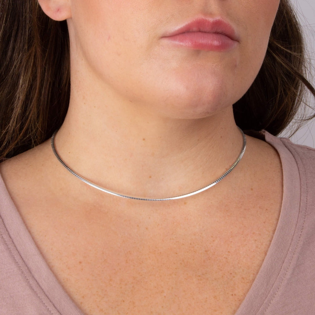 Gecko Jewellery Sterling Silver Omega Chain Necklace – 40cm-46cm