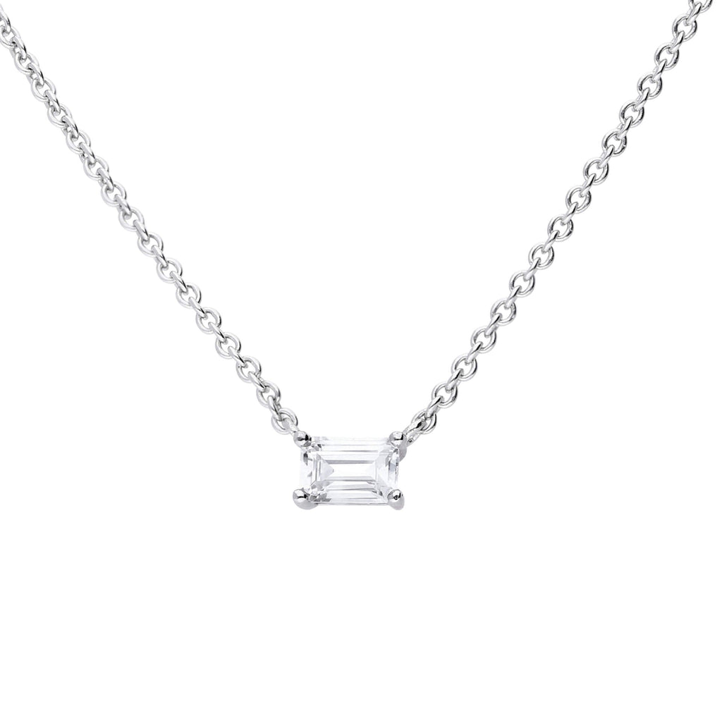 Gecko Jewellery Floating Baguette Zirconia Necklace in Sterling Silver