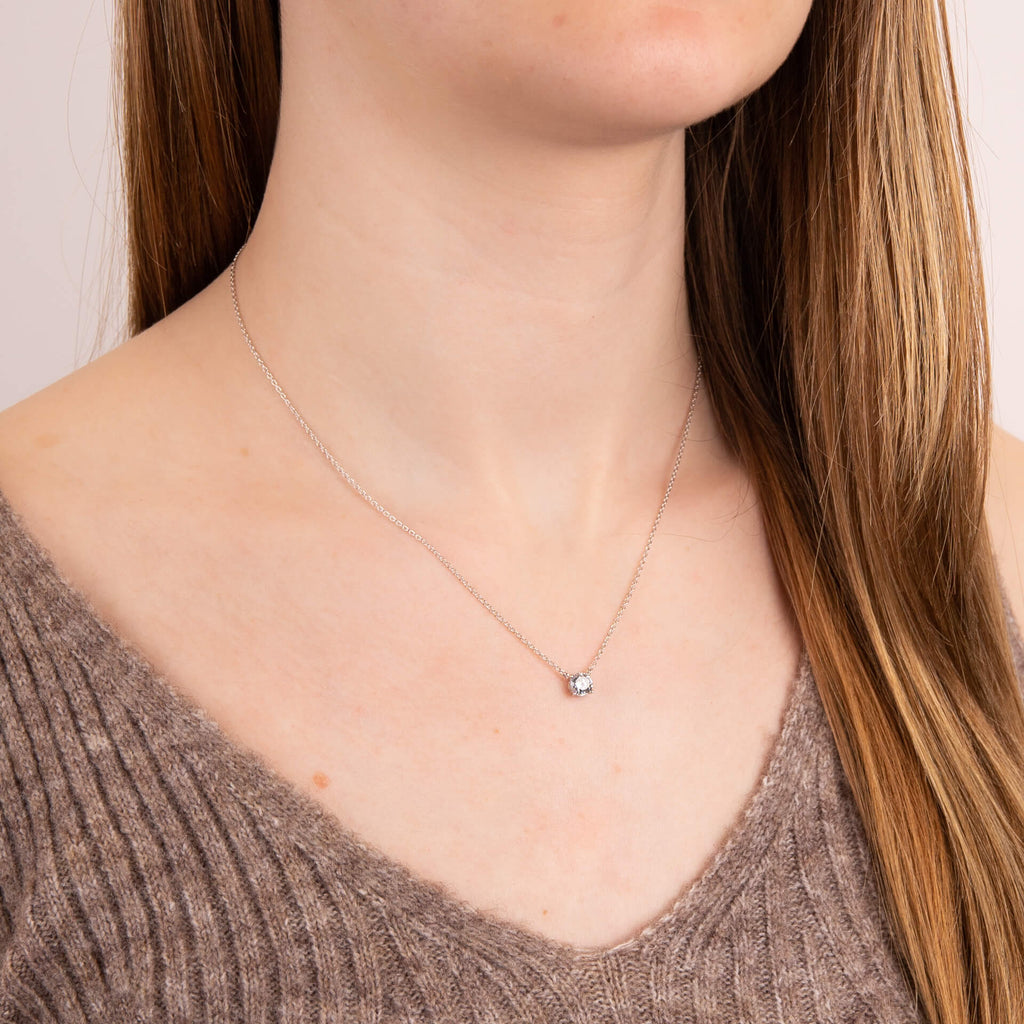 Gecko Jewellery Four Claw Solitaire Necklace | Sterling Silver Zirconia