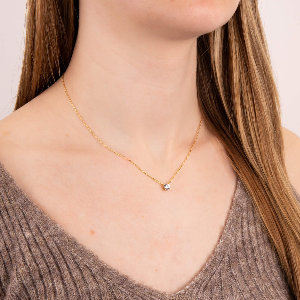 Gecko Jewellery Four Claw Solitaire Necklace | Sterling Silver Zirconia