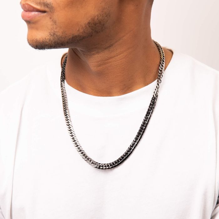 Gecko Jewellery Two Tone Foxtail Necklace – Stainless Steel Chain