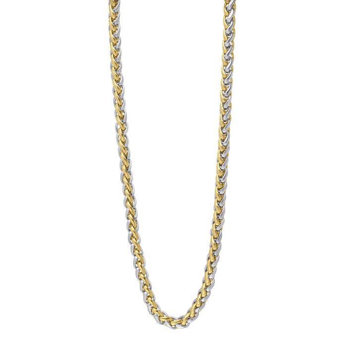 Gecko Jewellery Two Tone Spiga Link Necklace – Stainless Steel Chain