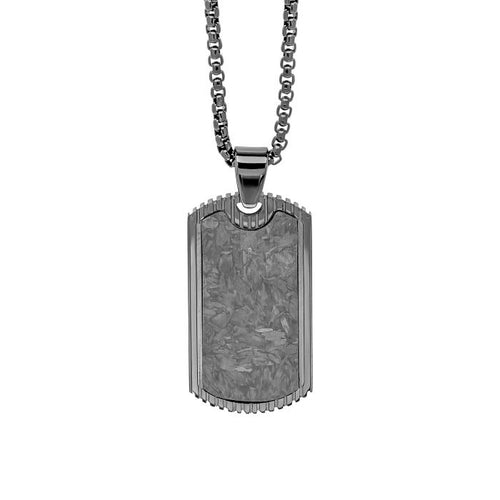 Gecko Jewellery Black Plated Steel & Carbon Fibre Dog Tag Pendant