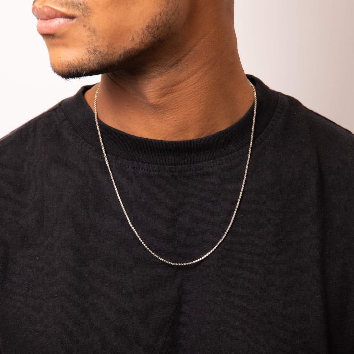 Fred Bennett Twisted Box Chain – Recycled Sterling Silver Necklace 56cm