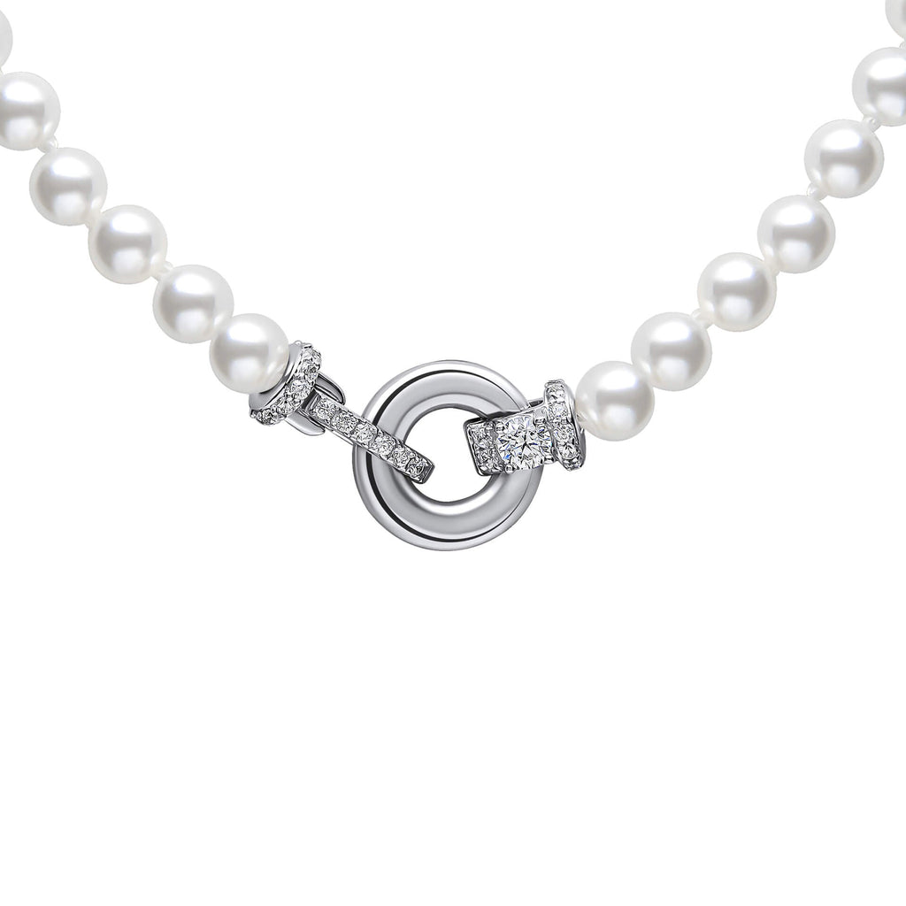 Gecko Jewellery Shell Pearl Necklace with Zirconia Sterling Silver Clasp
