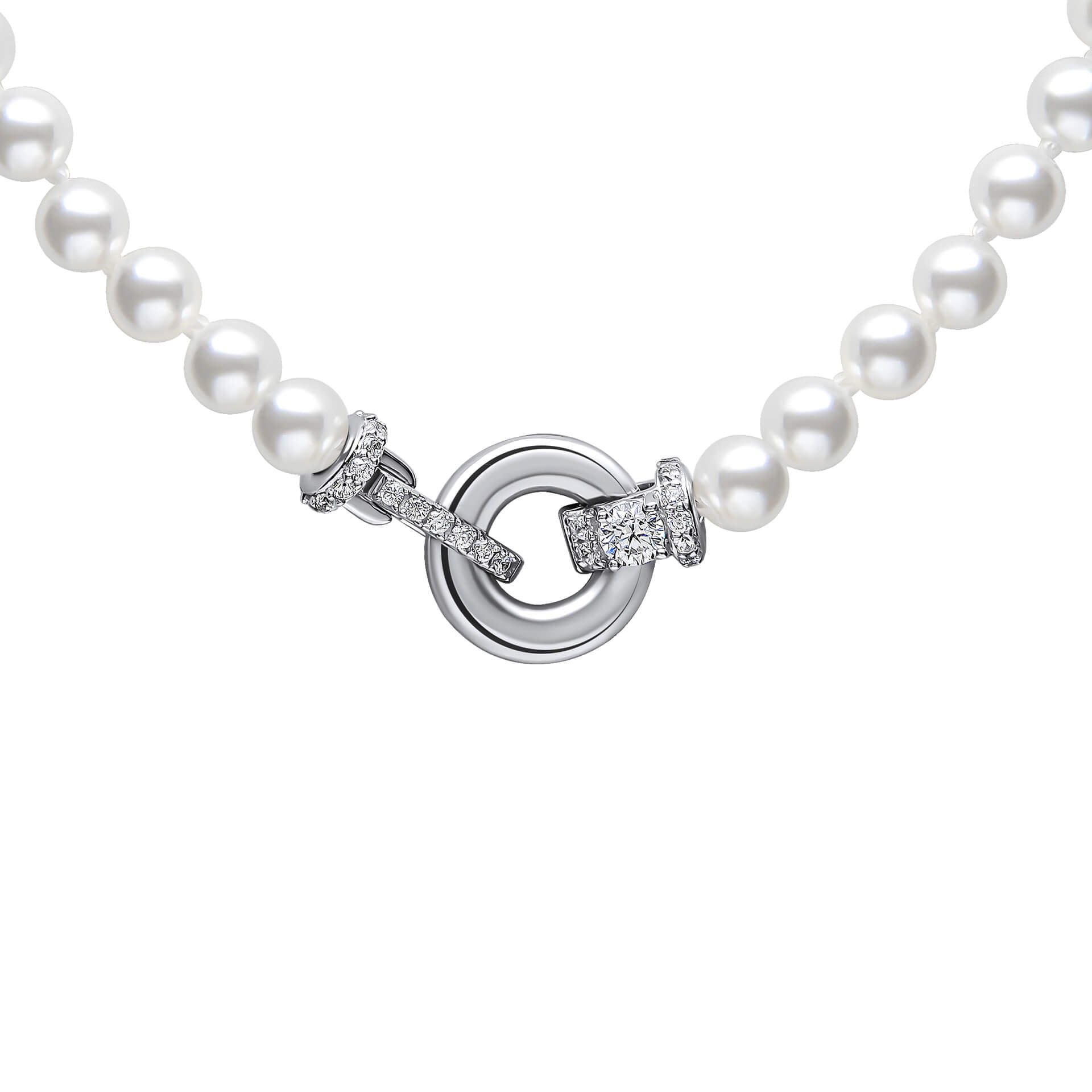 Gecko Jewellery Shell Pearl Necklace with Zirconia Sterling Silver Clasp
