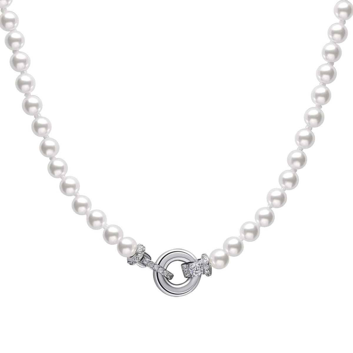 Gecko Jewellery Shell Pearl Necklace with Zirconia Sterling Silver Clasp