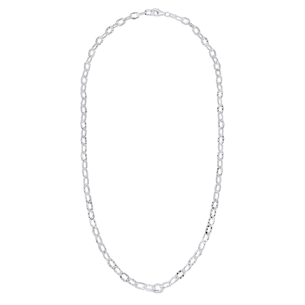 Gecko Jewellery Textured Anchor Chain Necklace in Sterling Silver