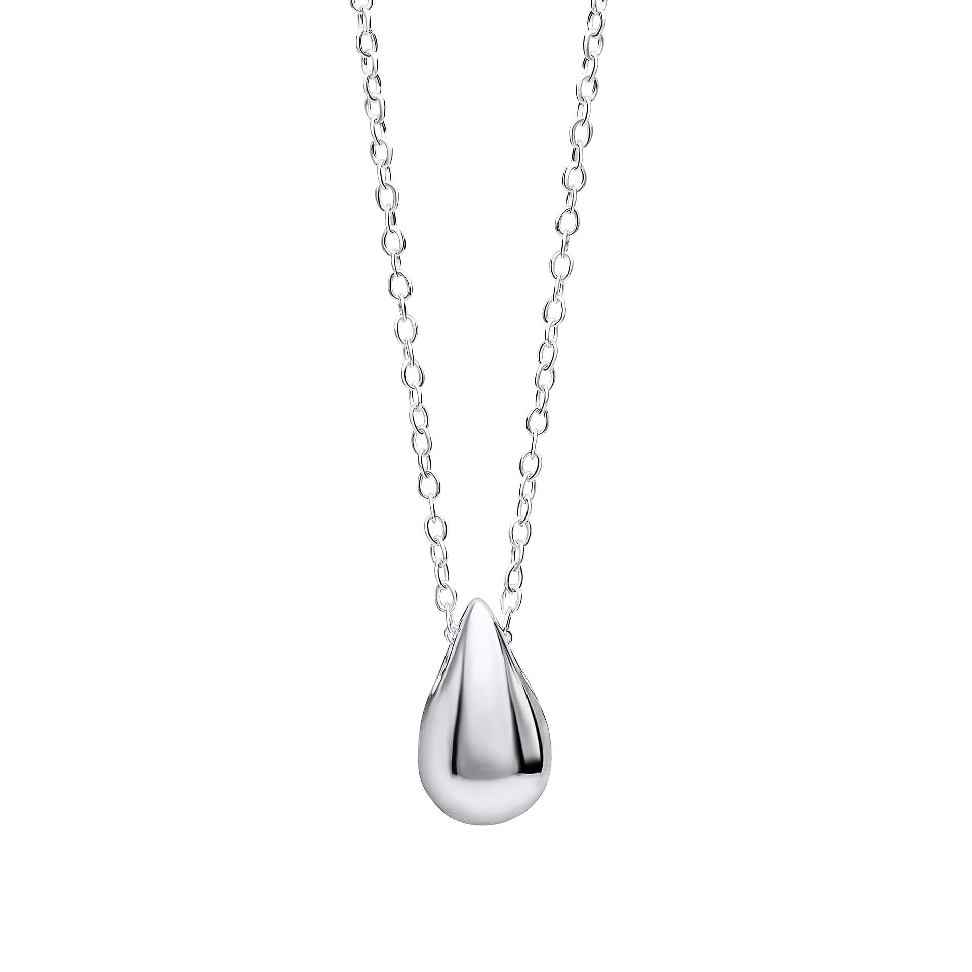Gecko Jewellery Solid Teardrop Necklace in Recycled Sterling Silver