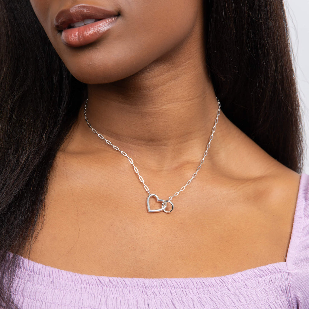 Gecko Jewellery Recycled Sterling Silver Heart Connection Necklace