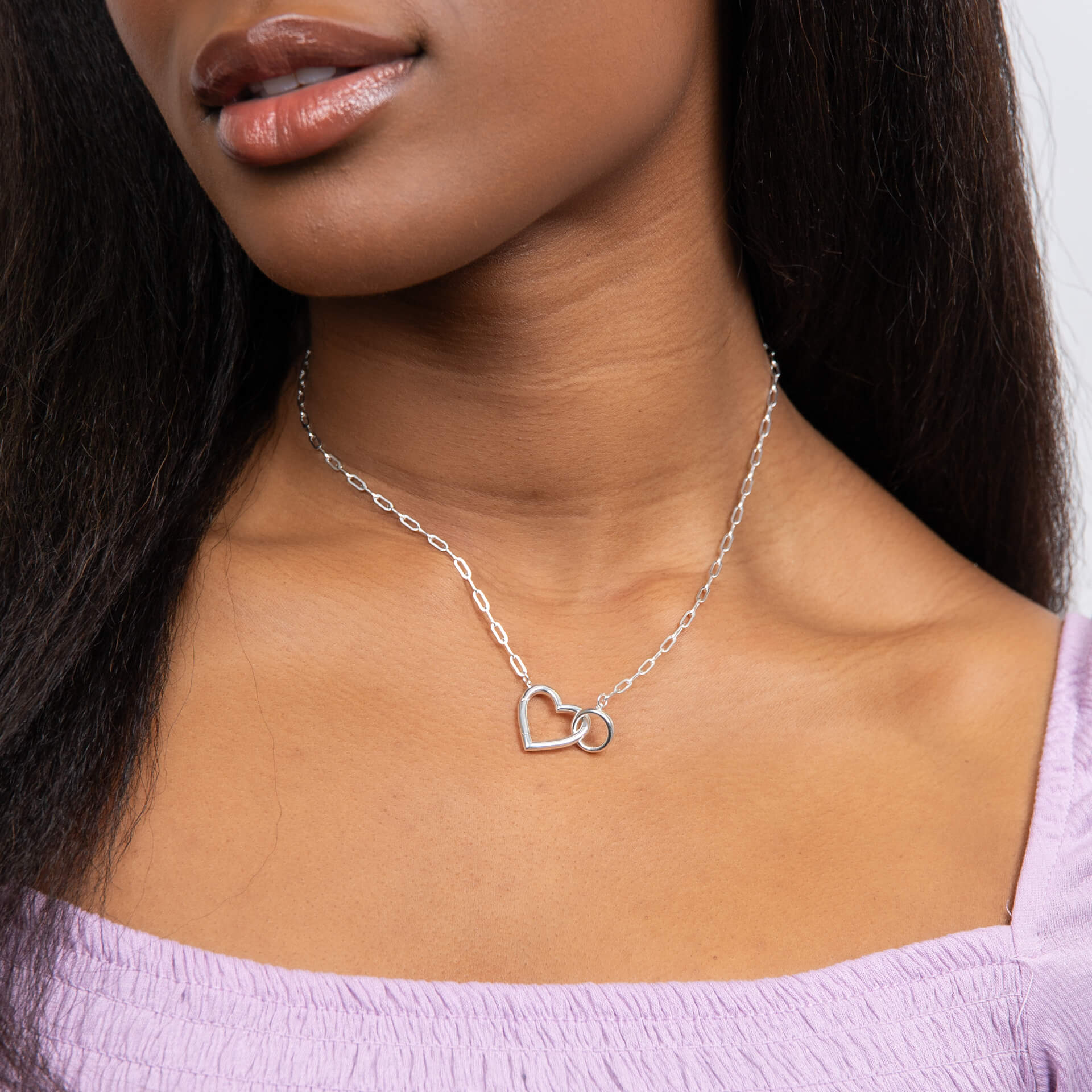 Gecko Jewellery Recycled Sterling Silver Heart Connection Necklace