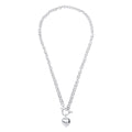 Gecko Jewellery Recycled Sterling Silver Puff Heart T-Bar Chain Necklace