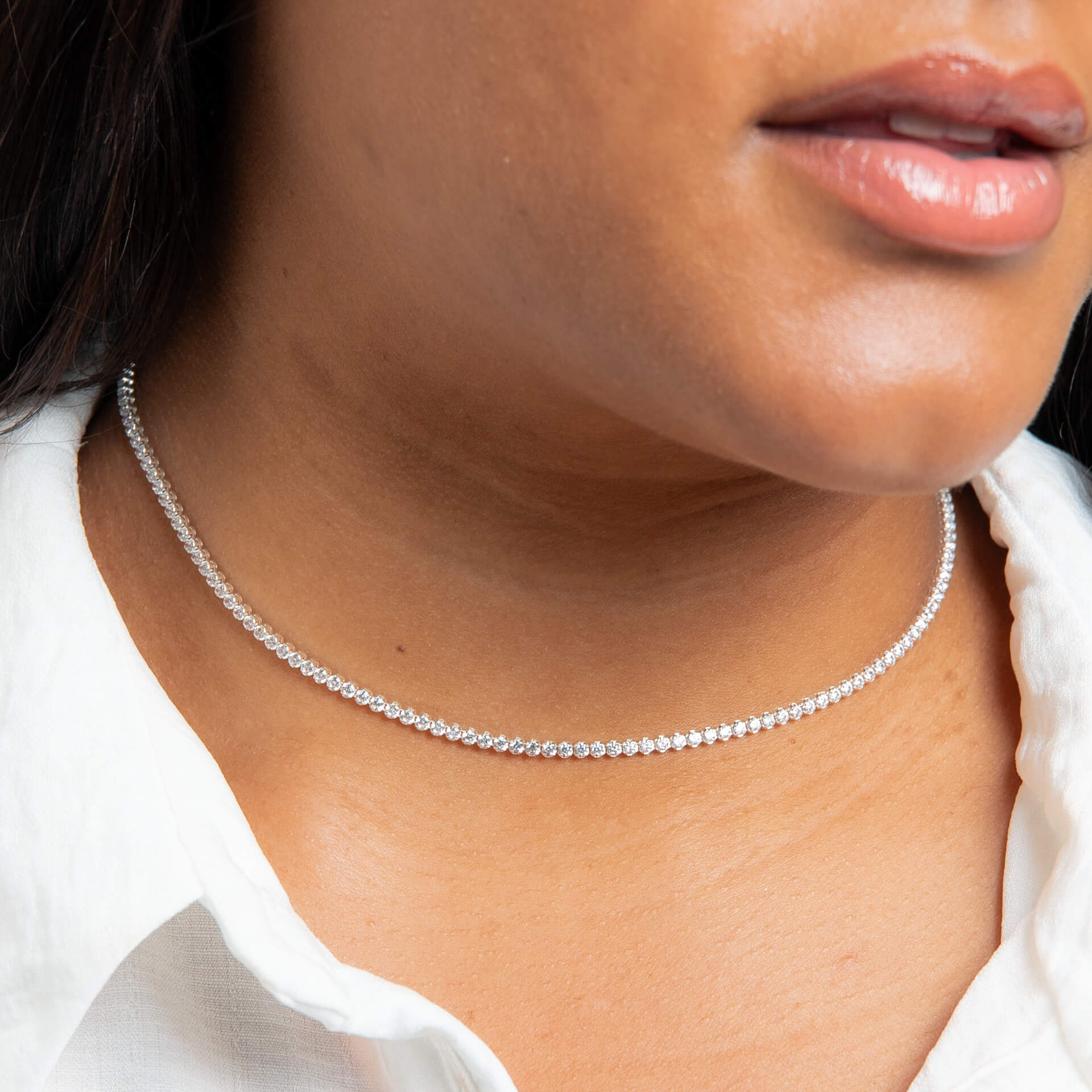 Gecko Jewellery Cup Chain Necklace – Recycled Silver & Cubic Zirconia