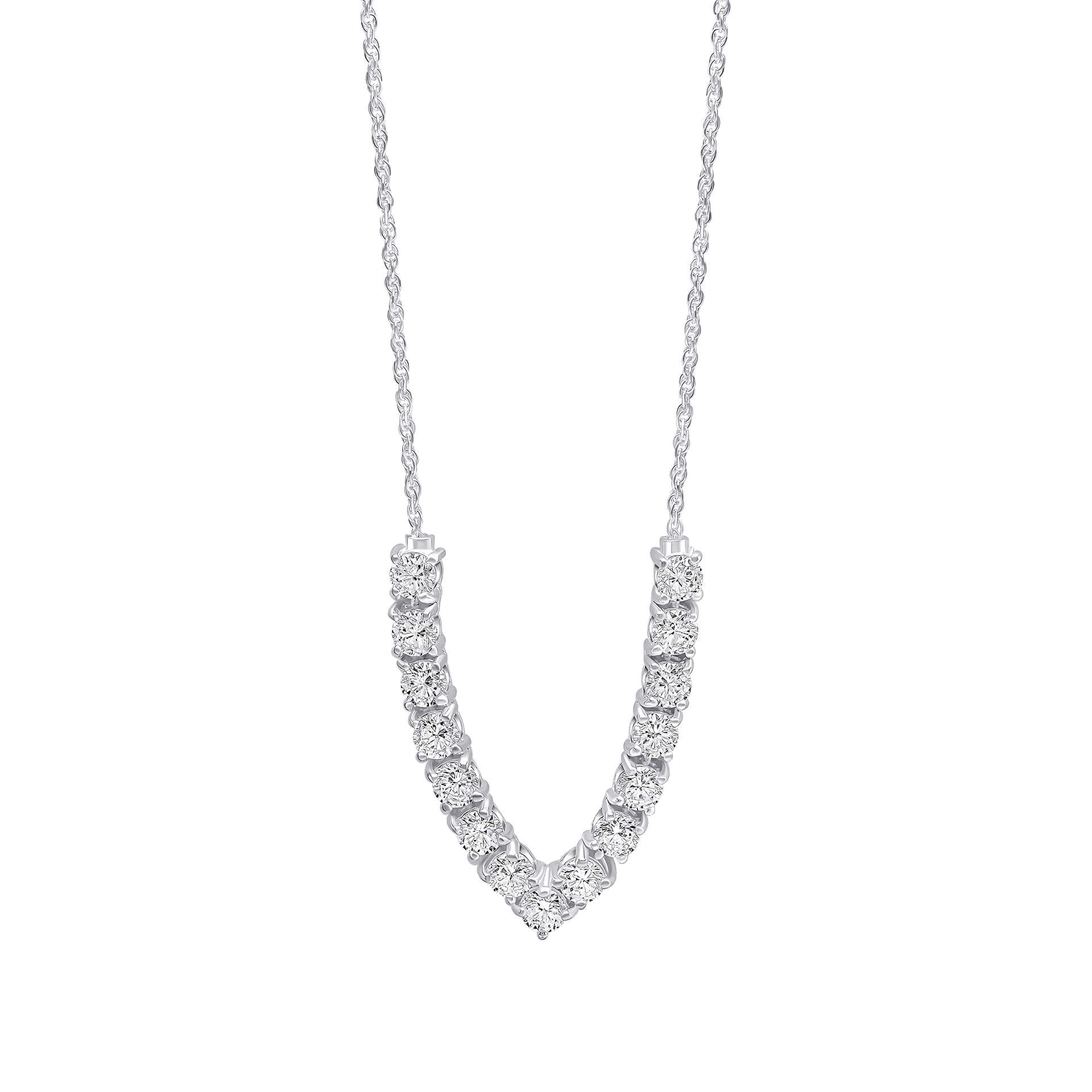Gecko Jewellery V Shape Necklace – Recycled Sterling Silver & Zirconia
