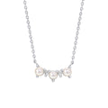 Gecko Jewellery Curved Freshwater Pearl & Cubic Zirconia Bar Necklace