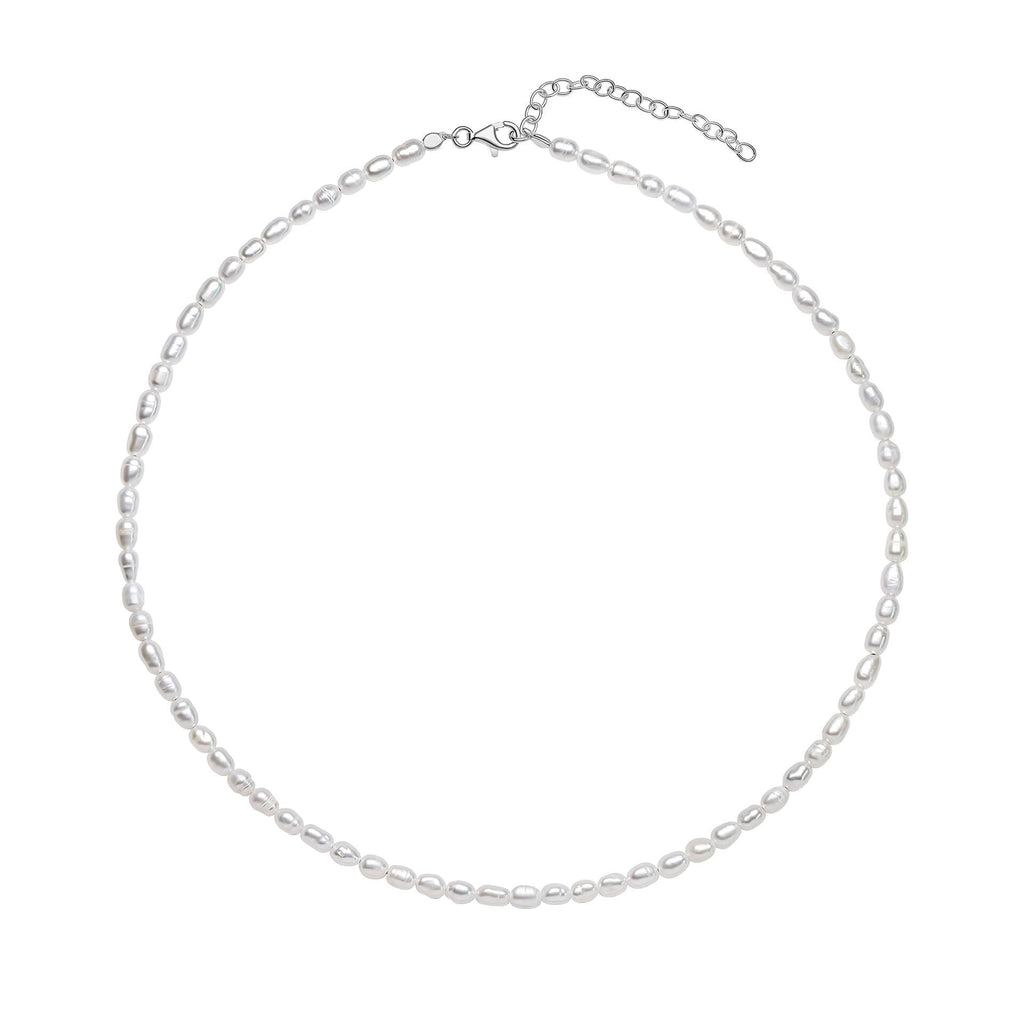 Gecko Jewellery Rice Pearl Necklace in Recycled Sterling Silver