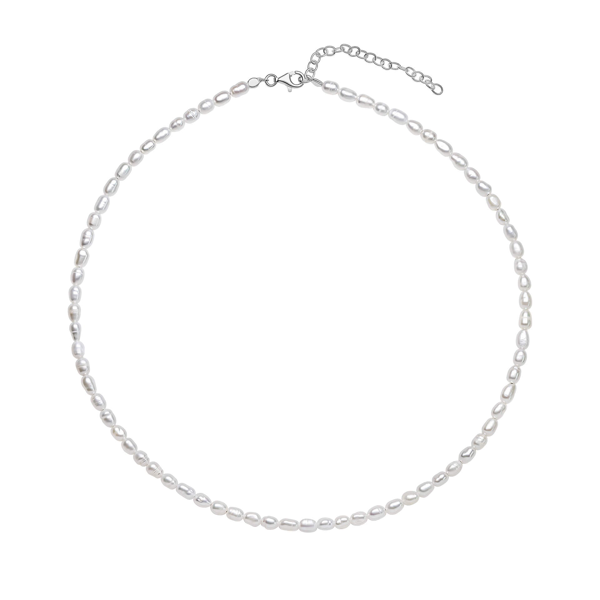 Gecko Jewellery Rice Pearl Necklace in Recycled Sterling Silver