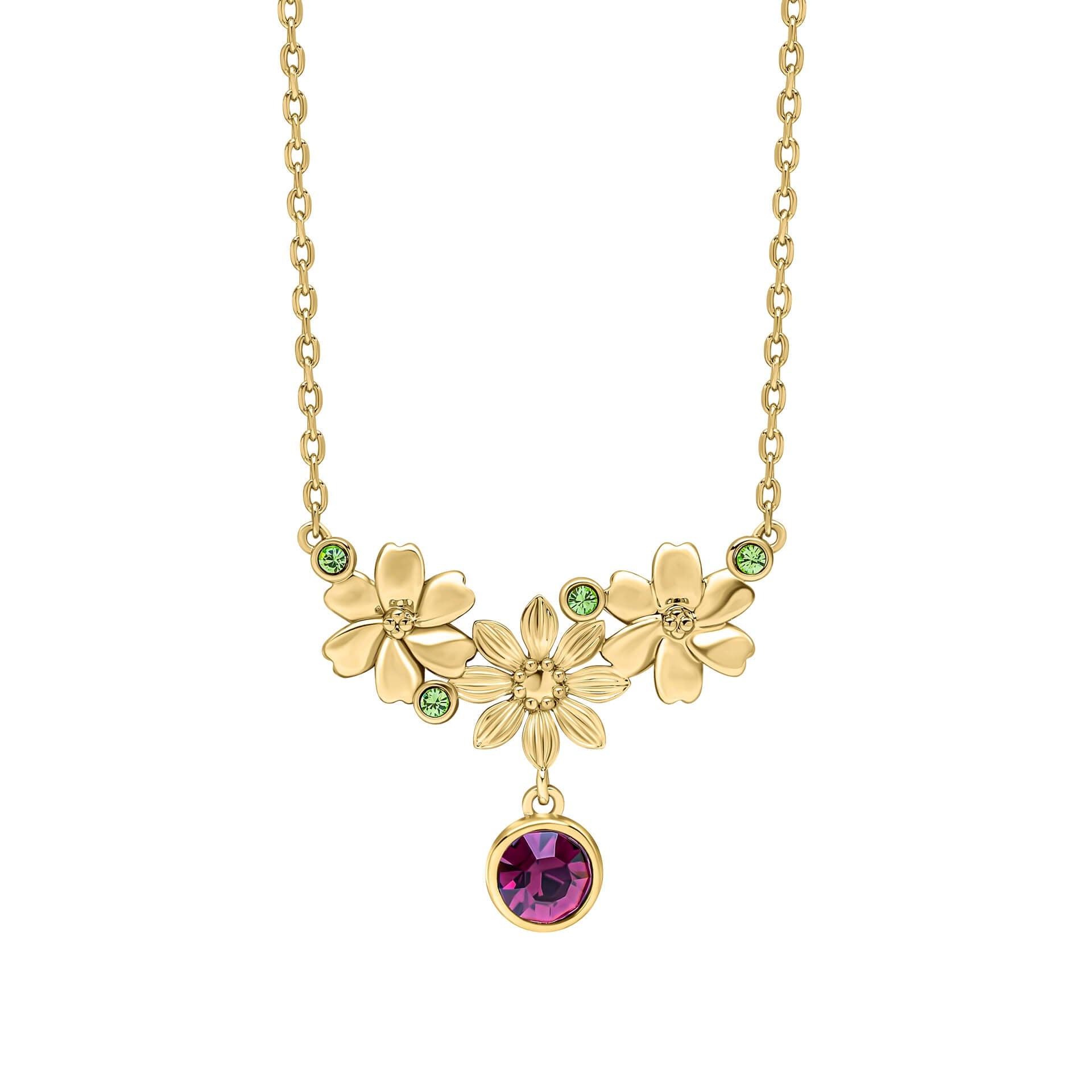 Gecko Jewellery Crosswell Floral Necklace | Gold-Plated Brass & Crystals