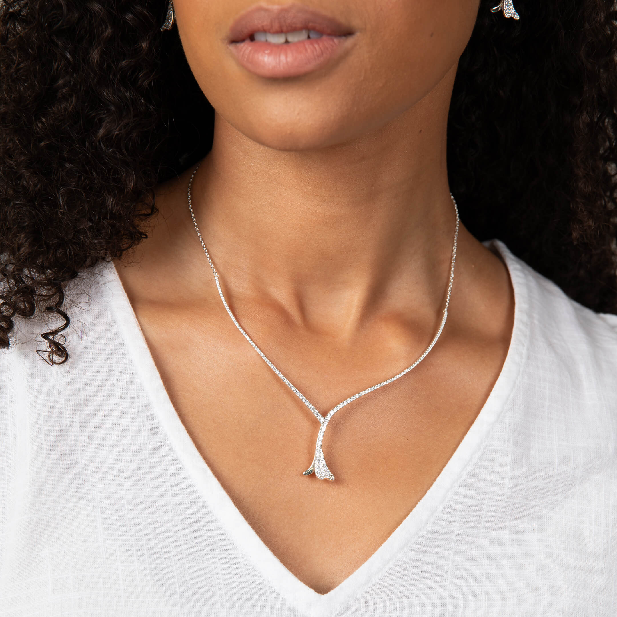 Gecko Jewellery Floribunda Silver-Plated Cubic Zirconia Necklace