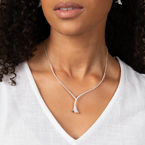 Gecko Jewellery Floribunda Silver-Plated Cubic Zirconia Necklace
