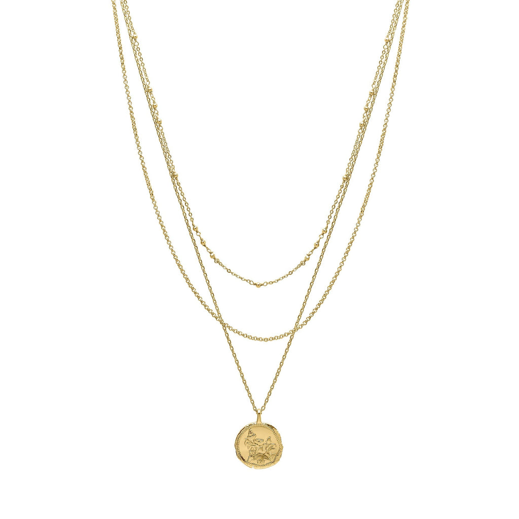 Gecko Jewellery Linaria Layered Necklace – Gold-Plated Brass Pendant