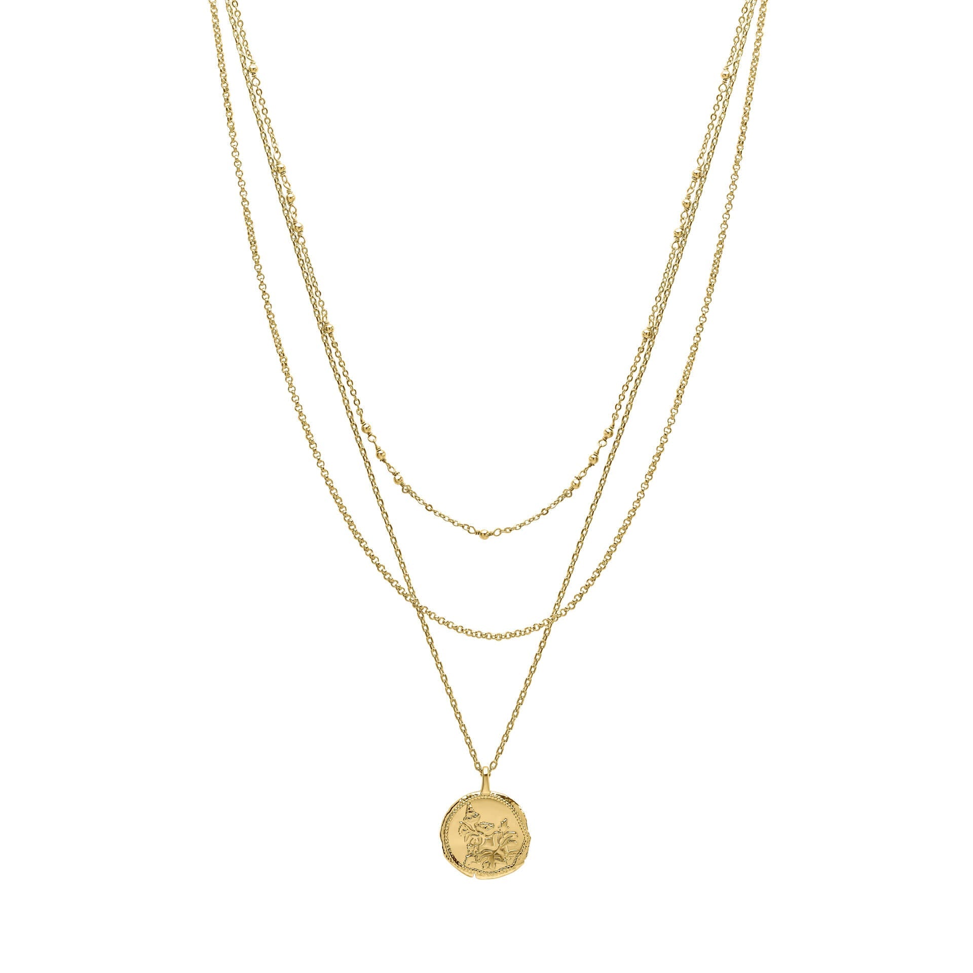 Gecko Jewellery Linaria Layered Necklace – Gold-Plated Brass Pendant