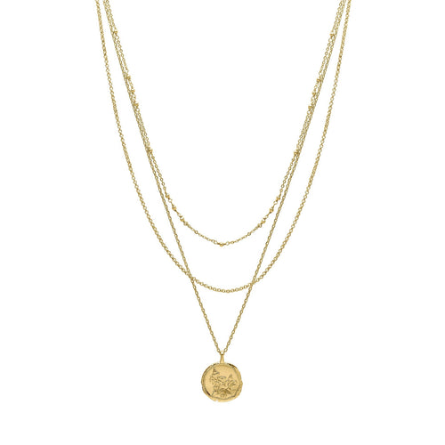 Gecko Jewellery Linaria Layered Necklace – Gold-Plated Brass Pendant