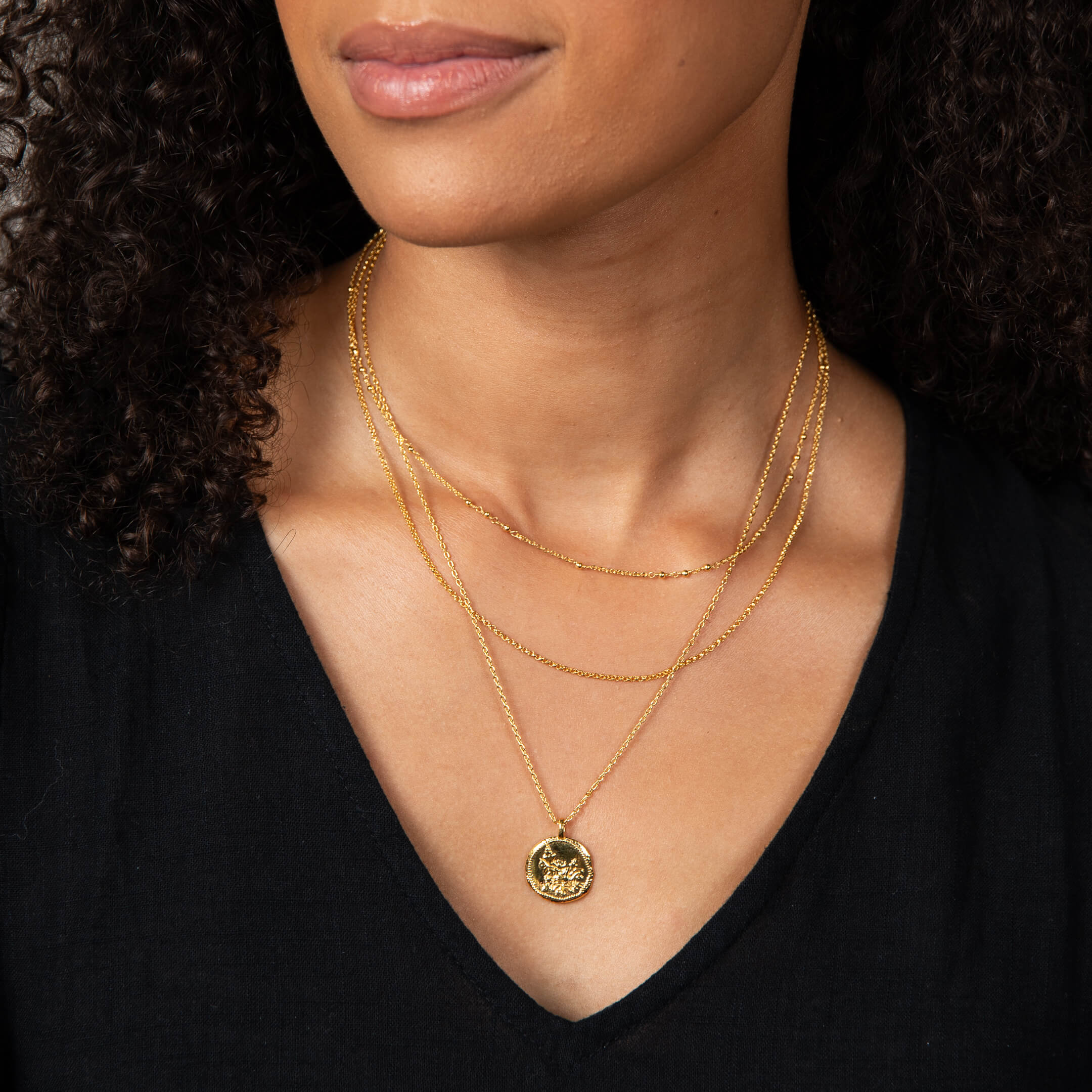 Gecko Jewellery Linaria Layered Necklace – Gold-Plated Brass Pendant