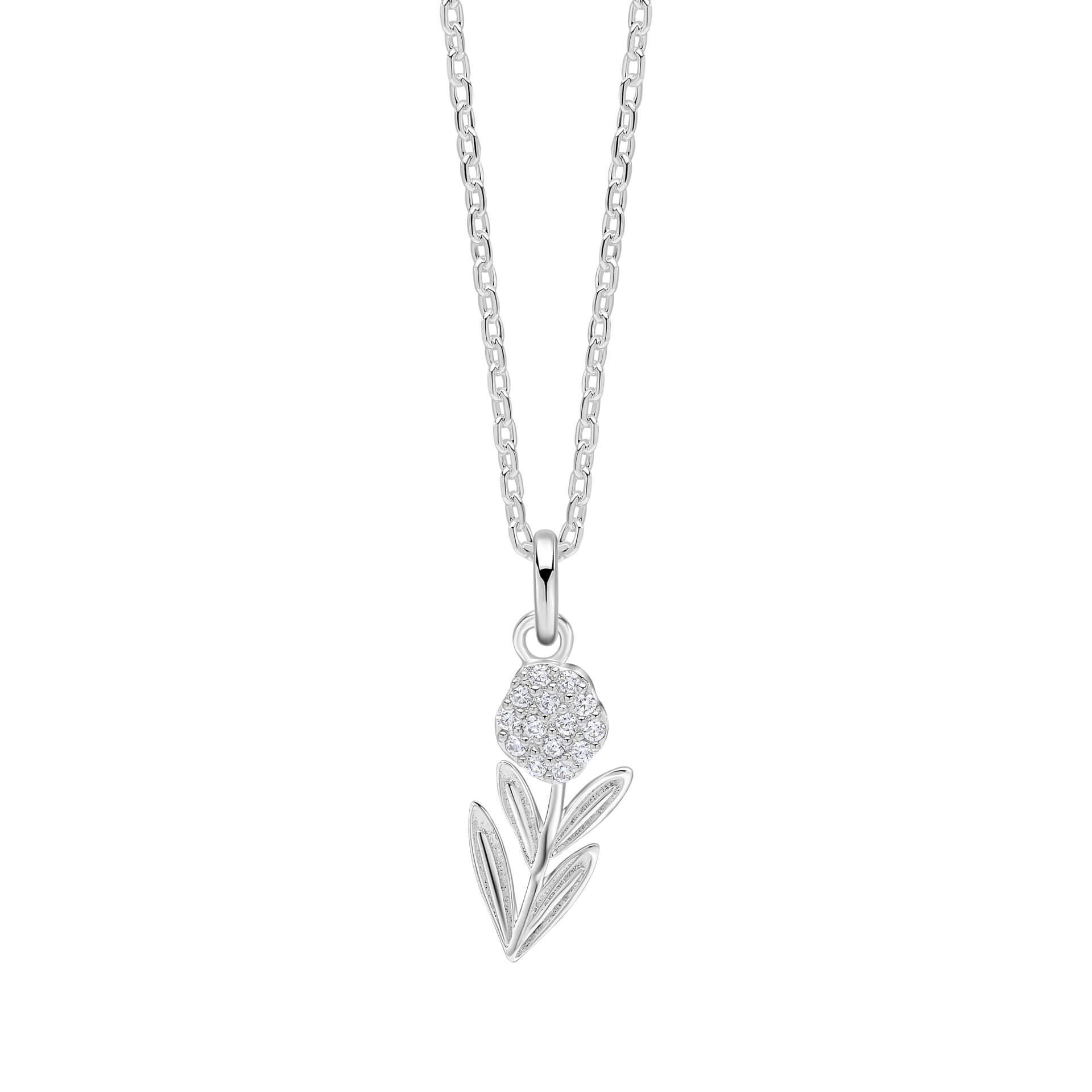 Gecko Serena Flower Necklace – Silver Plated with Cubic Zirconia
