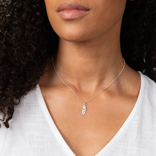 Gecko Serena Flower Necklace – Silver Plated with Cubic Zirconia