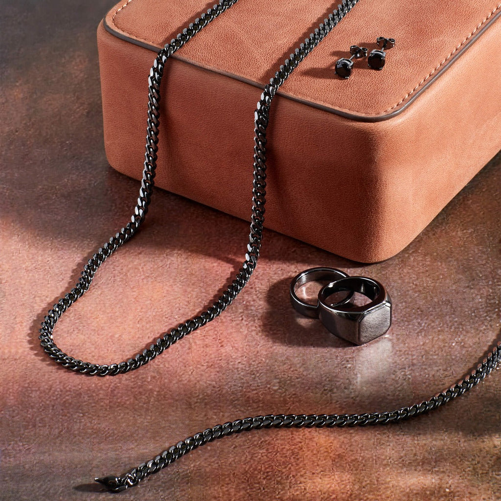 Gecko Jewellery Cuban Link Chain Bracelet | Gunmetal Sterling Silver