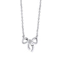 Laura Ashley Children’s Ribbon Bow Necklace – Silver Plated with CZ