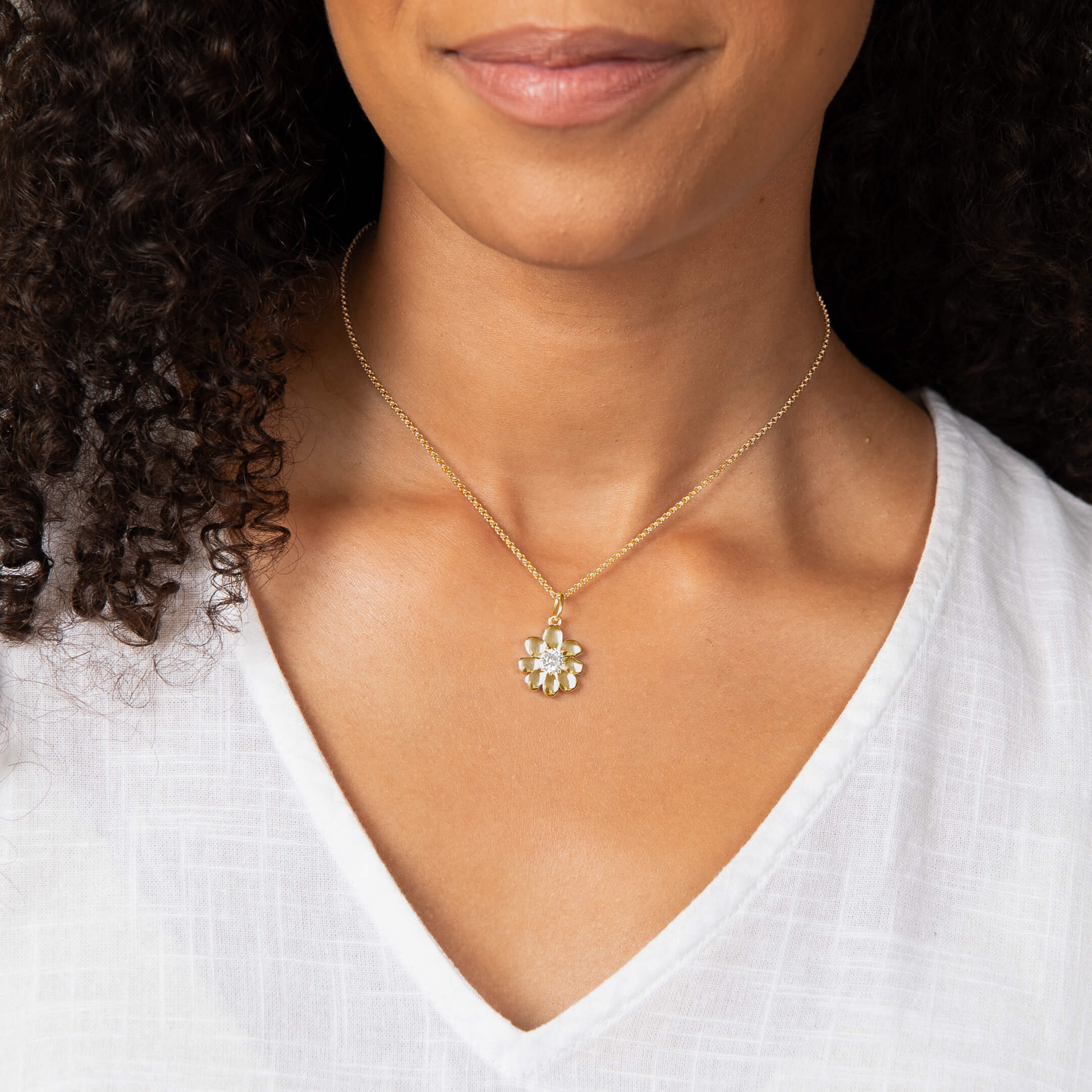 Laura Ashley Cosmos Flower Necklace | Silver or Gold Plated Brass