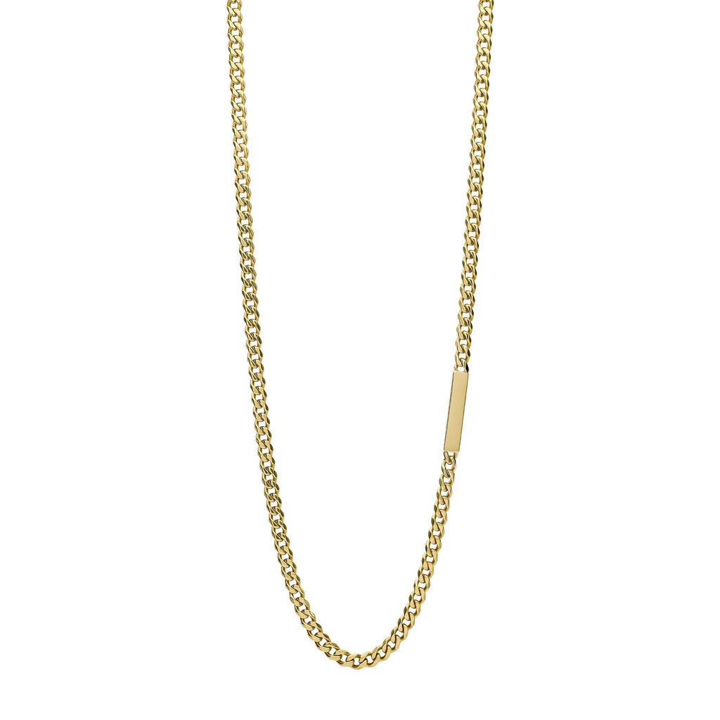 Gecko Jewellery Engravable Bar Chain Necklace in Yellow Gold Plated