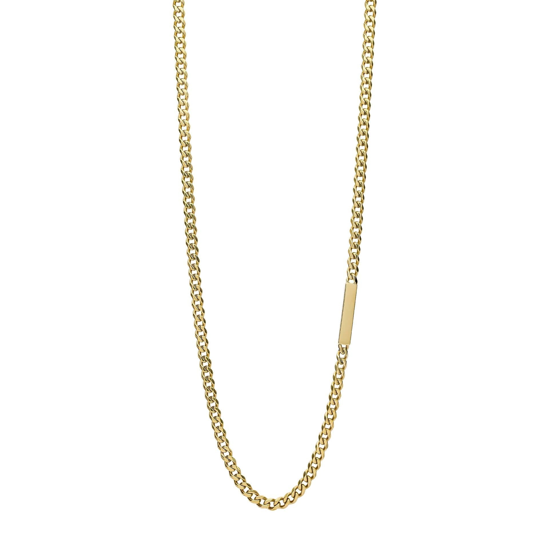Gecko Jewellery Engravable Bar Chain Necklace in Yellow Gold Plated