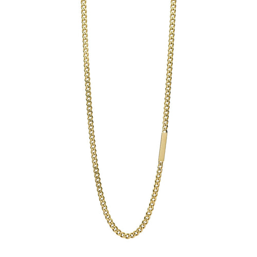 Gecko Jewellery Engravable Bar Chain Necklace in Yellow Gold Plated
