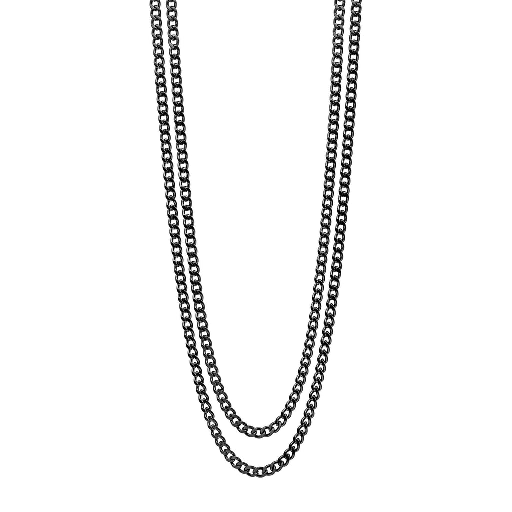 Gecko Jewellery Gunmetal Double Chain Necklace - Layered Stainless Steel