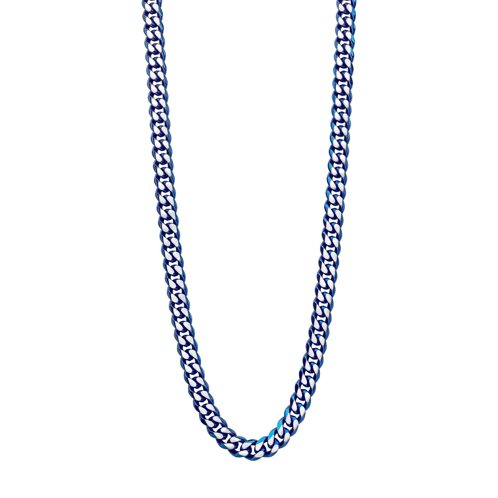 Gecko Jewellery Blue Curb Chain Necklace – Stainless Steel Jewelry