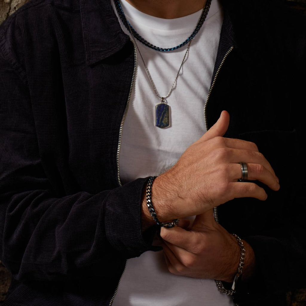 Gecko Jewellery Blue Curb Chain Necklace – Stainless Steel Jewelry