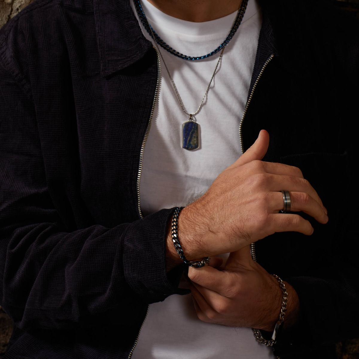 Gecko Jewellery Blue Curb Chain Necklace – Stainless Steel Jewelry