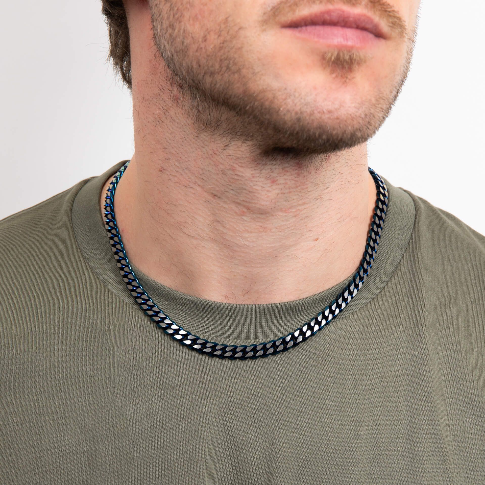 Gecko Jewellery Blue Curb Chain Necklace – Stainless Steel Jewelry
