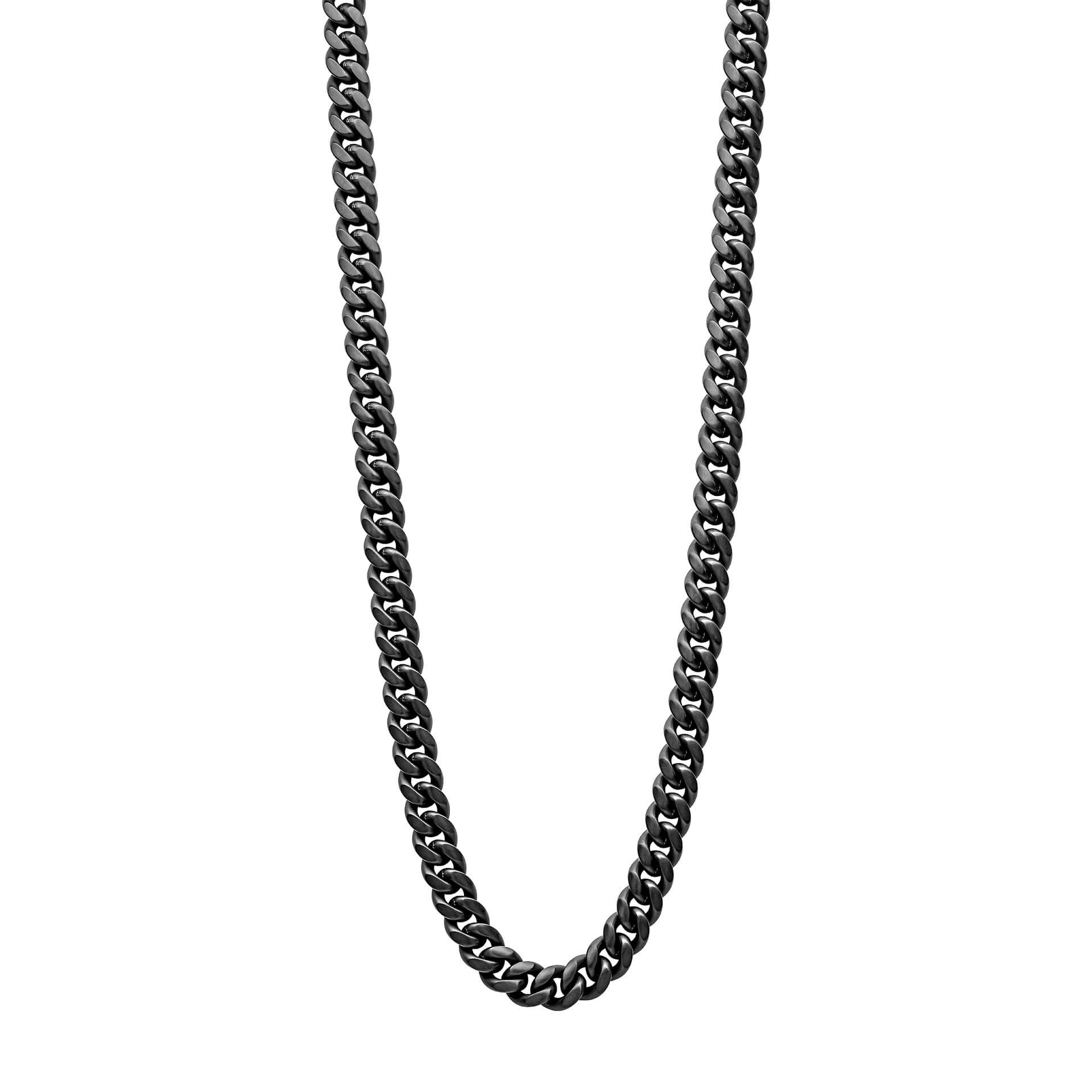 Gecko Jewellery Black Brushed Stainless Steel Curb Chain Necklace