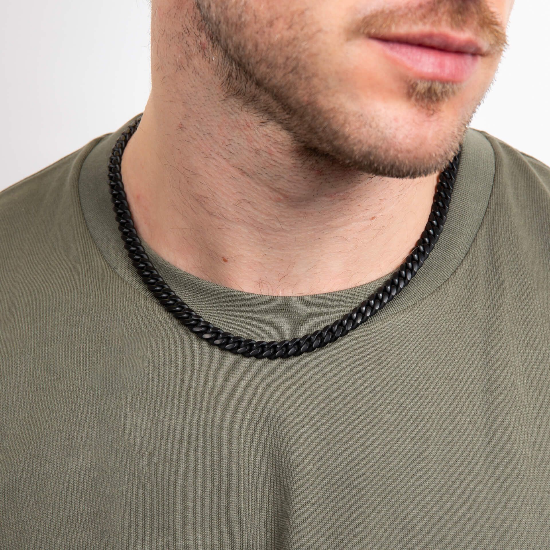 Gecko Jewellery Black Brushed Stainless Steel Curb Chain Necklace