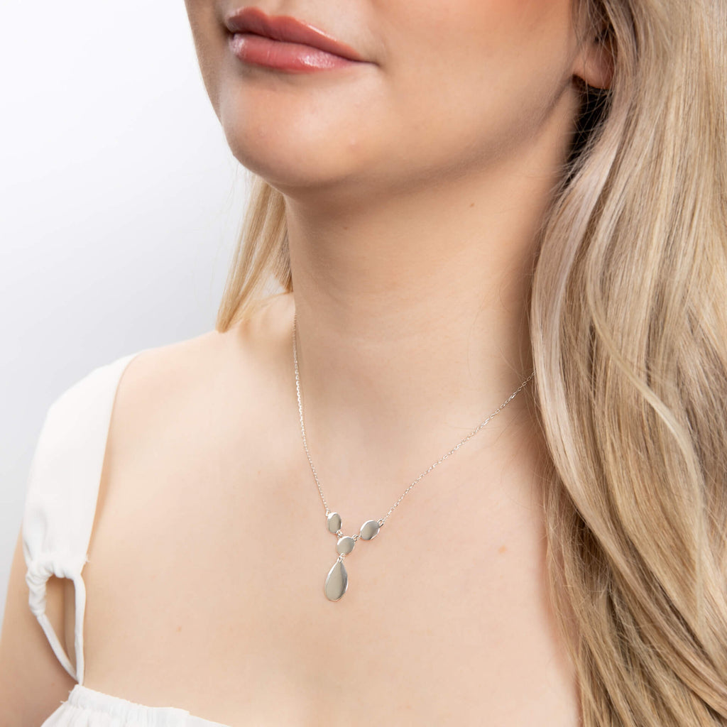 Gecko Jewellery Organic Pebble Drop Necklace | Recycled Sterling Silver